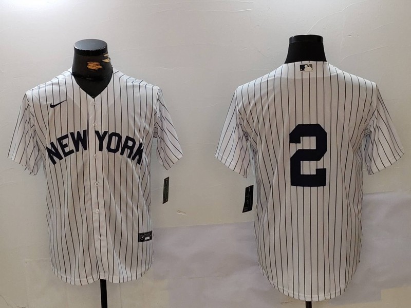 Men's New York Yankees Derek Jeter #2 White Name Jersey